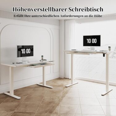 Електричний стіл JUMMICO з регулюванням висоти, 120x60 см, з висувною шухлядою, для офісу та дому, білий