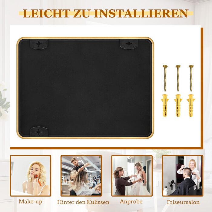 Дзеркало на стіну 60x90 см, золоте, для ванної, вітальні, спальні, прихожої