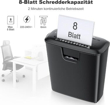 Шредер для паперу Bonsaii S120-C: 8 листів, Streifenschnitt, захист від перегріву, 13 л