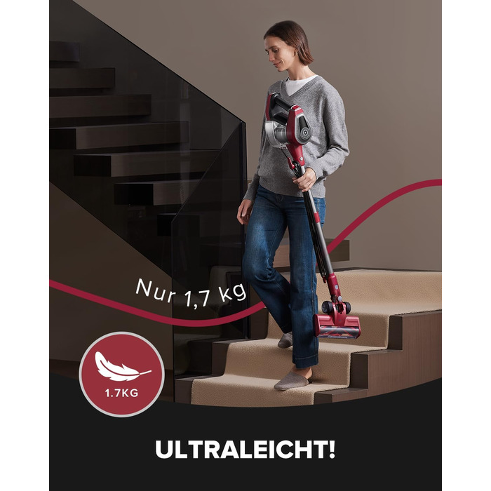 Ручний пилосос Vexilar C8 з кабелем - 600W, 60kPa, 7м кабель, безперешкодна щітка для підлоги, 1.5L безмішковий контейнер для твердих поверхонь, килимів та шерсті тварин