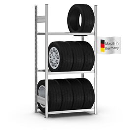 Регулятор для шин PROREGAL | Поличкова стійка | 200x100x40 см | 3 рівня | Макс. навантаження 150 кг | Оцинкована сталь | Стійка для шин у гараж