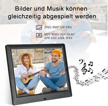 Цифровий фоторамка TSITSC 8.7 дюйма, IPS-екран 1024*768, календар, годинник, музика, фото/відео, USB/SD, з пультом, чорний