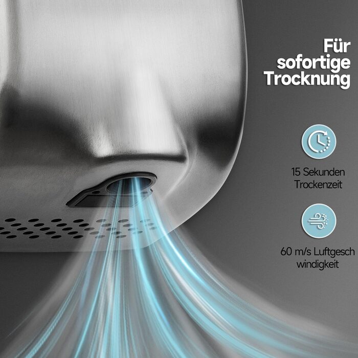 Anydry 2803Y Міні-сушарка для рук, 1350W, нержавіюча сталь, матове покриття, для офісу та дому