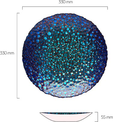 Декоративна чаша для сервірування столу-діаметр 33 см-скляна декоративна чаша для домашнього декору-Мозаїка Блакитна мозаїка