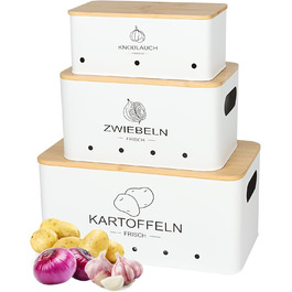 Набір контейнерів для зберігання картоплі, цибулі та часнику - 3 шт. (Бежевий, прямокутний)