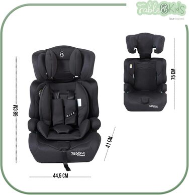 Автокрісло Kinderautositz 9-36 кг, 3-точкова система безпеки, для дітей 15 місяців, чорний колір, регульована підголовник, ECE R129/03