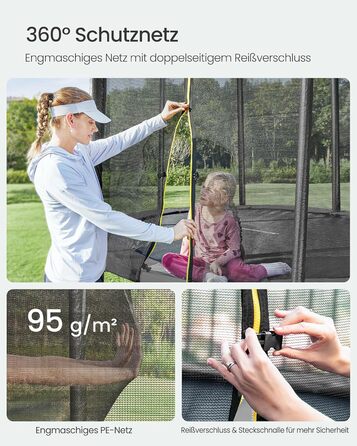 Батут SONGMICS вуличний Ø305 см з захисною сіткою, драбиною та м'якими стійками, чорний