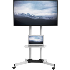 ТВ-візок VIVO Mobiler для телевізорів 32-83 дюймів (до 50 кг), LCD LED OLED 4K, з підставкою для ноутбука та DVD, білий STAND-TV03W