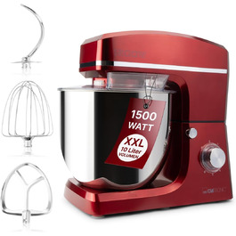 Кухонна машина Clatronic KM 3765 XXL: 10л, 1500W, міксер, гак для тіста, насадка для збивання, захист від розбризкування