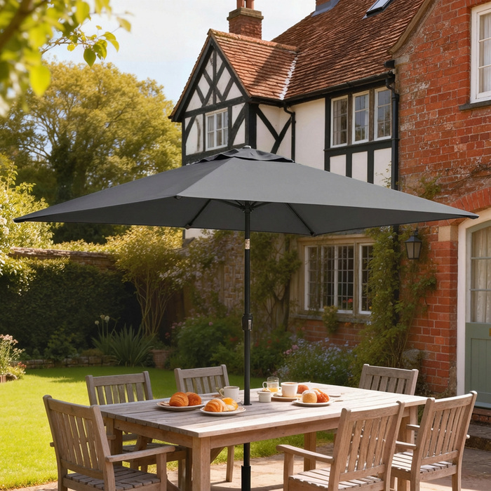 Сонячний парасоль з розмірами 300 x 200 см, регульований балконний парасоль з ручним механізмом, захисний чохол темно-сірого кольору