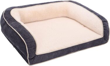 Лежак для собак EMME, 9723см, ортопедичний, піна з пам'яттю, пухнастий, миється, сірий