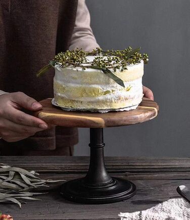 Підставка для торта Nuptio Rustikaler: дерев'яна, чорна, діаметром 25 см, для весілля, дня народження, дитячого свята