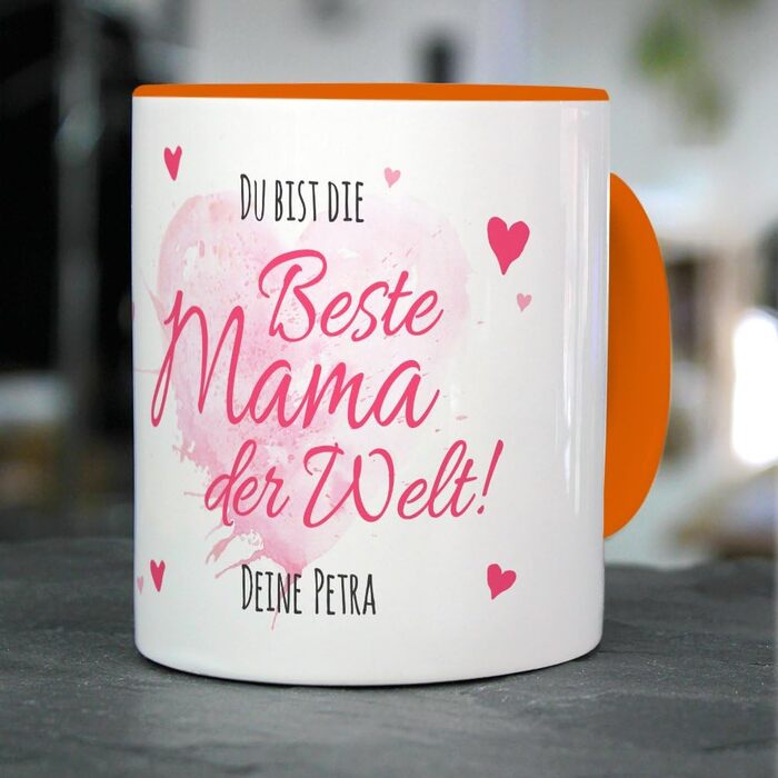Кружка 'Петра - Ти найкраща мама - Кавова чашка, кружка - Помаранчева