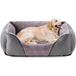 Лежак для собак JOEJOY 89x64 см - Миється і пухнастий - Проти тривоги - М'який і зручний - Нековзний - Сірий L 89x64x23 см