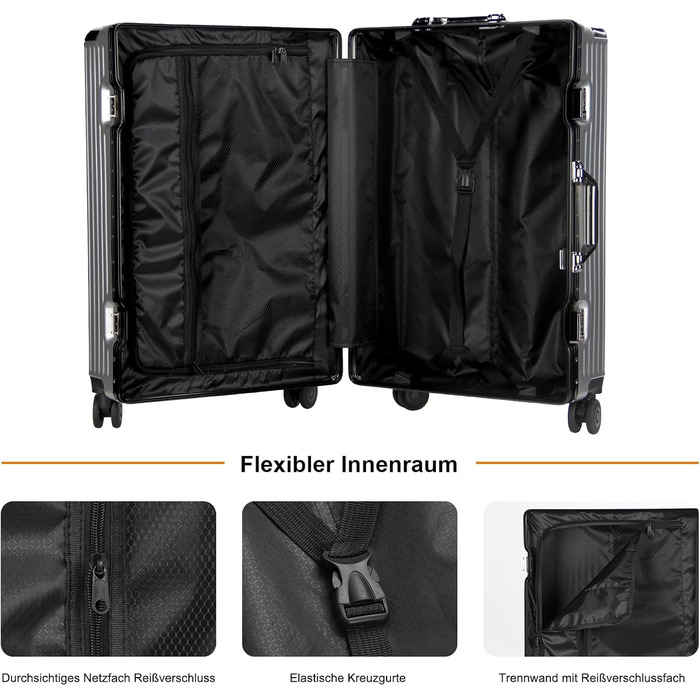 Набір валіз HOMELUX 3 шт. срібного кольору з ABS-пластику. Валізи з жорсткою обшивкою, ручки-телескопи, розміри M, L, XL. Ідеальний набір для подорожей.