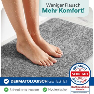 Килимок для ванної кімнати сірого кольору, антиковзкий, швидковисихаючий, 50x80 см