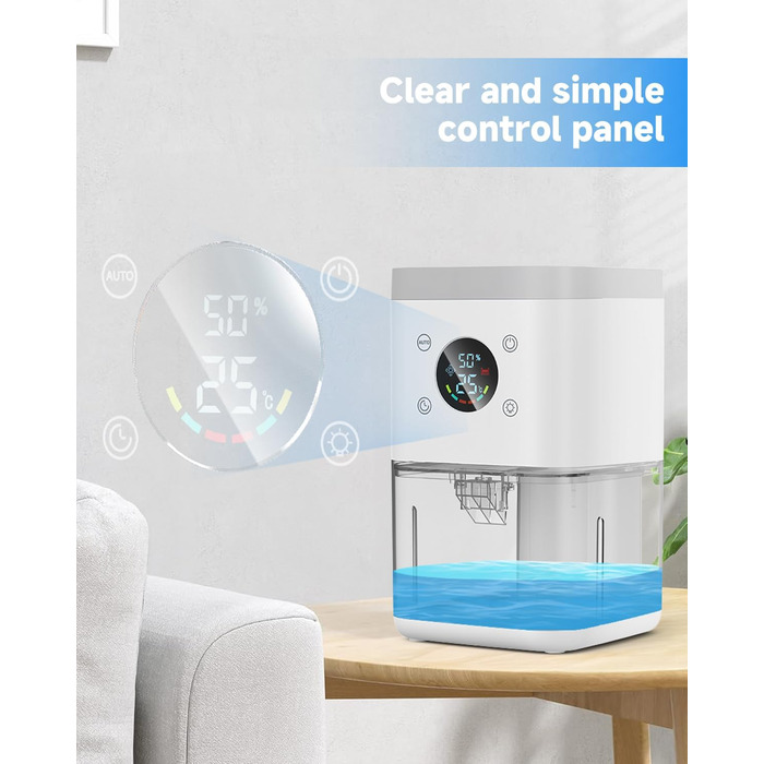 Електричний осушувач повітря 1800 мл, тихий, з функцією автоматичного відтавання, очищення повітря та захист від вологи, для спальні/ванної кімнати - білий