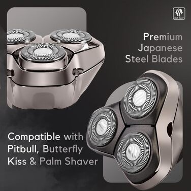 Запасні леза Skull Shaver Forte Pro (3 шт.) для бритв Pitbull, Palm та Butterfly Kiss — для гоління голови, обличчя та тіла