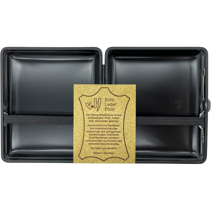 Портсигар натуральна шкіра, ручної роботи Німеччини, карбон з матовою чорною рамкою, 85мм, ідеальний варіант для 18 сигарет - футляр, сигаретна коробка (модель 555 - рамка чорна), 1912 VOM HOFE MANUFAKTUR