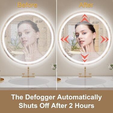 Дзеркало для ванної кімнати Habison з підсвічуванням 70x70 см LED, з годинником, сенсорним вимикачем, регулюванням яскравості, захистом від запотівання, 3-х кратним збільшенням, Bluetooth, 3 кольори світла