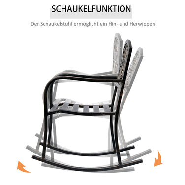 Крісло-гойдалка для саду, антикварний садовий стілець-гойдалка з металу та бронзи, розміри: 60 см (ширина) x 73 см (глибина) x 85 см (висота)