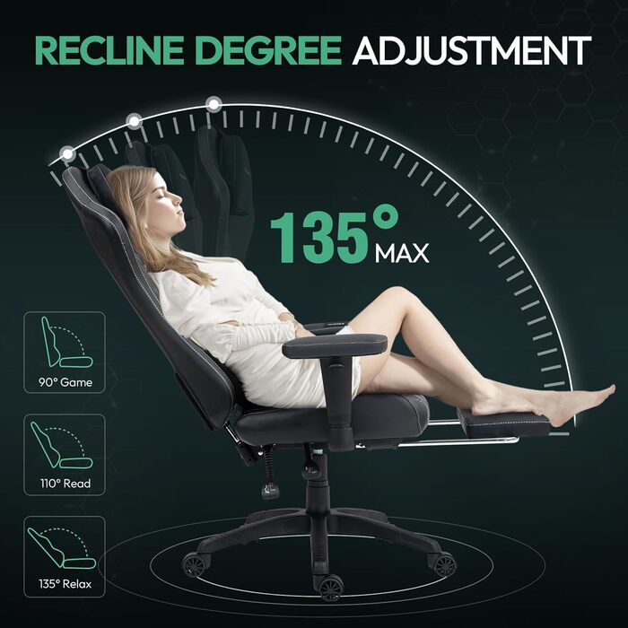 Ігровий крісло Dowinx з масажем та підігрівом, чорно-білий, для дому та офісу