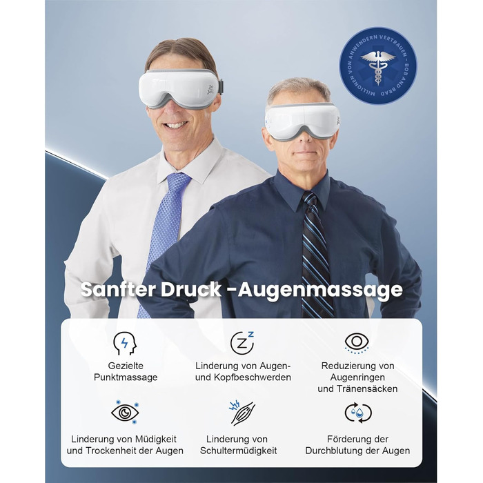 Масажер для очей BOB AND BRAD EyeOasis 3 Elite з підігрівом та охолодженням, маска для очей при мігрені, сухість очей, зняття стресу, покращення сну, подарунок для жінок та чоловіків