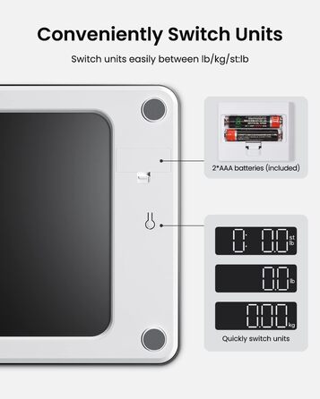 Цифрові ваги для ванної кімнати RENPHO, ультратонкі ваги для тіла з високоточними датчиками, ваги з покроковою технологією, 10,2 дюйма/260 мм (11 дюймів/280 мм, чорний)