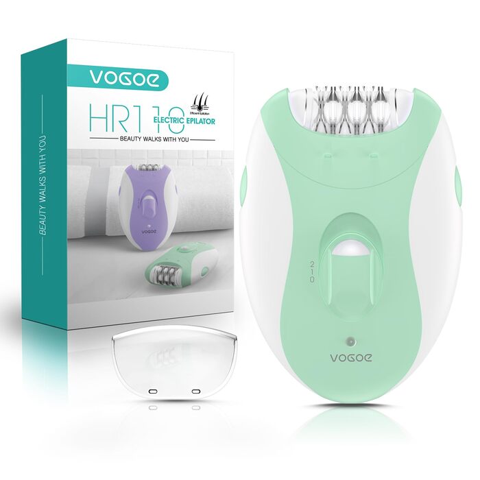 Електричний епілятор для жінок HR110 з 21 пінцетом та LED-підсвіткою, бездротовий пристрій для видалення волосся на ногах та руках, 2 швидкості, світло-зелений