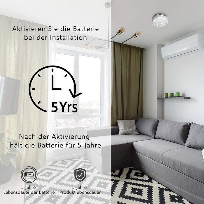 Набір датчиків диму ELRO FS1805M (6 шт.) | Магнітне кріплення | 5 років батареї та гарантія | Відповідає EN14604 | Білий