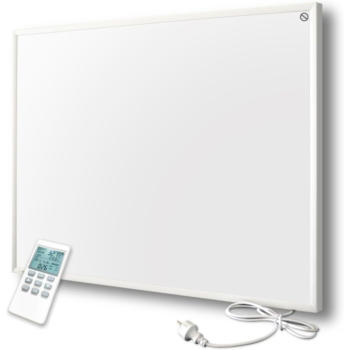 Інфрачервовий обігрівач Byecold 580 Вт з термостатом, настінний, білий + пульт, енергозберігаючий, захист від перегріву