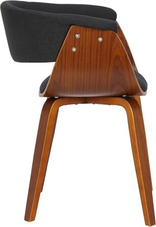 Стільці для їдальні CLP Bruce з тканинним покриттям, дерев'яним каркасом, чорного кольору для їдальні або кухні | Крісло витримує до 150 кг, колір: каркас - горіх, тканина - чорний