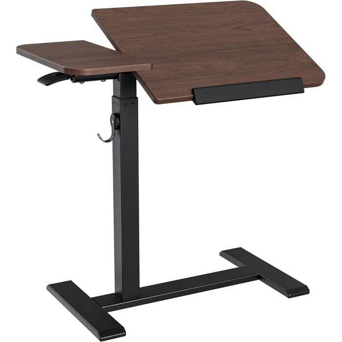 Регульований столик для ноутбука ETHU: мобільний приліжкові столи з нахиленою поверхнею та роликами для офісу та дому (дуб, горіх)
