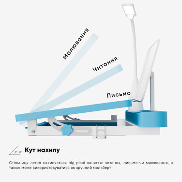 Комплект Evo-kids (стілець+стіл+полиця+лампа) Evo-17 BL Ergo (арт. Evo-17 BL Ergo)