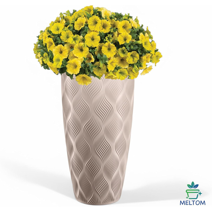 Горщик для квітів MELTOM Blumenkübel – круглий, знімний вкладиш, 3D-декор, бежевий (Taupe), XL