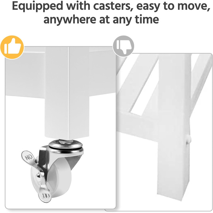 Сервісний візок Yaheetech з шухлядою, кухонний візок з 2 полицями, мобільний візок, кухонна вітрина, мобільний острівець, білий, 51 x 101,5 x 92 см