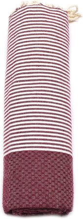 Рушник для сауни АННА АНІК Фута Хамамтух XXL дуже великий 200 х 100 см - пляжний рушник з 100 туніської бавовни, банний рушник, пестемаль, пляжний рушник (бордово-червоний)