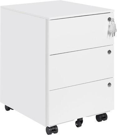 Роликовий контейнер HOMSTEEL з 3 замками, 3 висувні шухляди, для офісу та дому, білий (44T x 37B x 60H см)