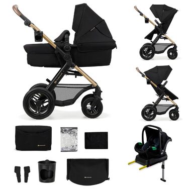 Дитяча коляска Kinderkraft MOOV2 4 в 1 з автокріслом I-SIZE, чорна (CLASSIC)