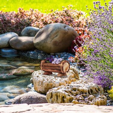 Relaxdays Квітчаки з дерева, 2 шт., декор для саду, половина квіткового горщика, вінтажний дизайн, 11x20x9 см, натуральне дерево