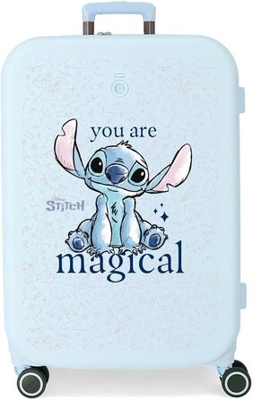 Валіза Joumma Disney Stitch You Are Magical Чемодан, середня, синя, 48 x 70 x 28 см, жорстка, застібка ABS, TSA 79L, 4,32 кг, 4 подвійні колеса, синій, валіза середнього розміру