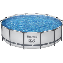 Каркасний басейн Bestway Steel Pro MAX Повний комплект з фільтруючим насосом Ø 427 x 107 см, світло-сірий, круглий
