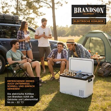 Автохолодильник Brandson ECO Kompressor XXL 30л електричний 12/24V – охолодження до -22°C для авто, кемпінгу, вантажівок, човнів (білий)