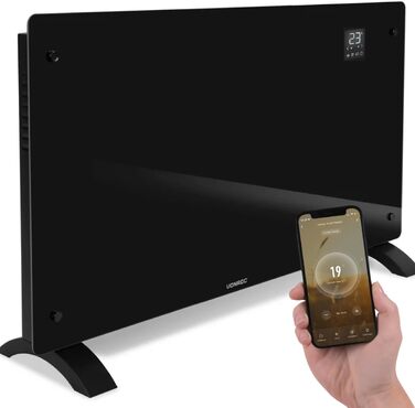 Електричний конвекторний обігрівач VONROC - 2500W, білий/чорний, керування через додаток, для площі до 24м²