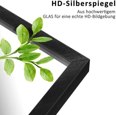 Круглий дзеркало Boromal Schwarz з реміннем, великий настінний дзеркало для ванної кімнати, вітальні, спальні, передпокою, 50x70 см