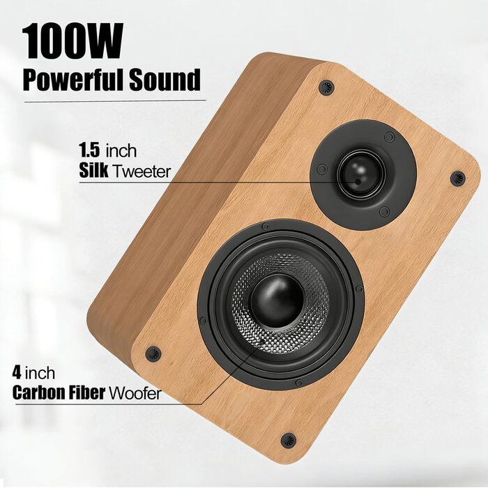 LONPOO LP-42S/LP-42X-YELLOW: Компактні Bluetooth колонки з USB, AUX та виходом для навушників | 30W, 3-дюймовий динамік, дерев'яний корпус