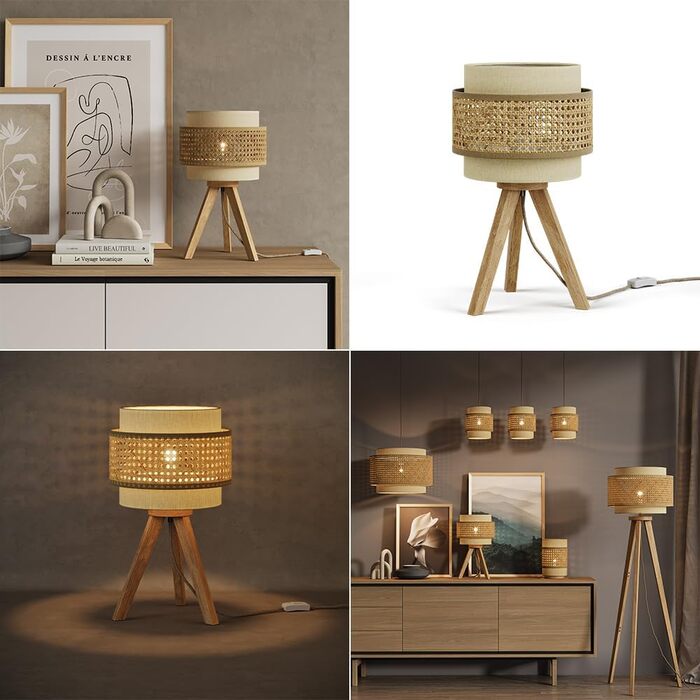 Стійка лампа Vicco Morten з ротангу, 26 x 45 см, для читання, кремового кольору