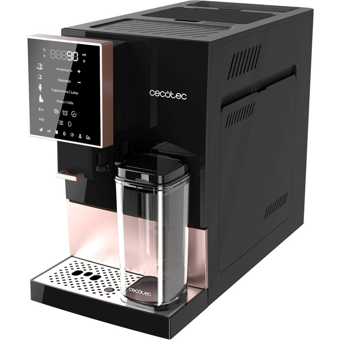 Кавомашина автоматична Cecotec Cremmaet Compactccino Black Rose, 19 bar, Thermoblock, молочник, подрібнювач зерен, 1,1 л резервуар для води
