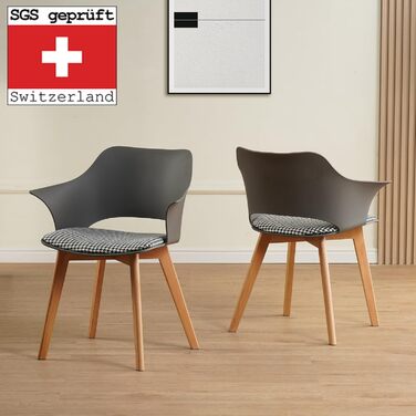 Набір з 4 стільців Albatros для їдальні Aalborg, білий - з масивних букових ніжок, скандинавський ретро-дизайн, зручний стільчик-чаша. Елегантний кухонний стілець, стілець для їдальні до столу білий (сірий)