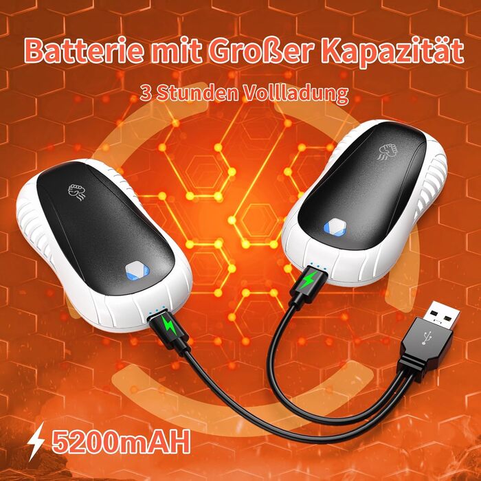 Електричний грілка для рук FANDLISS 5200 mAh (2 шт.) - 3 режими нагріву, для активного відпочинку та зими, подарунок